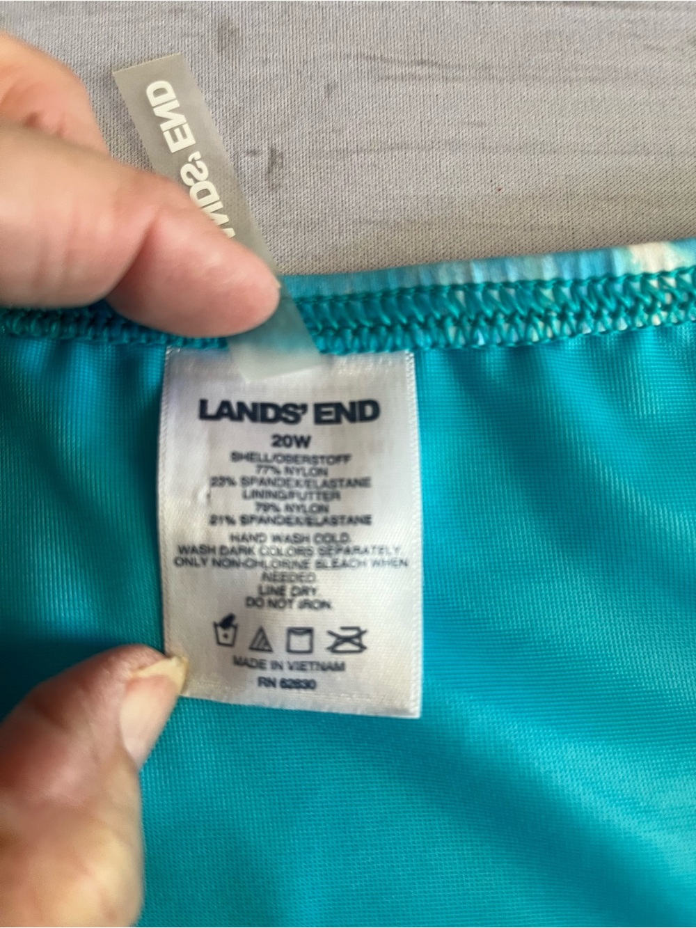 Women’s Lands’ End blue white tank top padded bra swim suit tankini. Size 20W - Picture 7 of 15